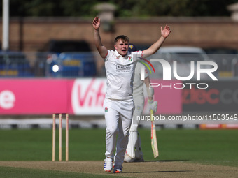 Lancashire's Tom Aspinwall appeals for an LBW against Durham's Ollie Robinson during the Vitality County Championship match between Durham C...