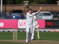 Lancashire's Tom Aspinwall appeals for an LBW against Durham's Ollie Robinson during the Vitality County Championship match between Durham C...