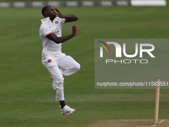 Anderson Phillip bowls for Lancashire during the Vitality County Championship match between Durham Cricket and Lancashire at the Seat Unique...