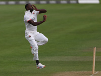 Anderson Phillip bowls for Lancashire during the Vitality County Championship match between Durham Cricket and Lancashire at the Seat Unique...