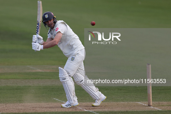 Colin Ackerman bats during the Vitality County Championship match between Durham Cricket and Lancashire at the Seat Unique Riverside in Ches...