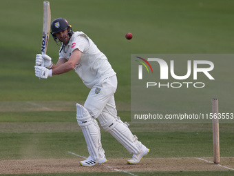 Colin Ackerman bats during the Vitality County Championship match between Durham Cricket and Lancashire at the Seat Unique Riverside in Ches...