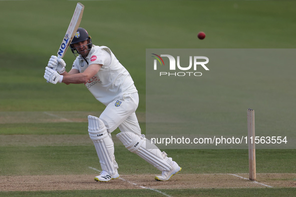 Colin Ackerman bats during the Vitality County Championship match between Durham Cricket and Lancashire at the Seat Unique Riverside in Ches...