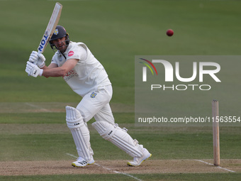 Colin Ackerman bats during the Vitality County Championship match between Durham Cricket and Lancashire at the Seat Unique Riverside in Ches...