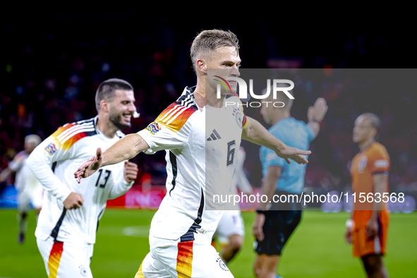 Germany midfielder Joshua Kimmich scores the 1-2 during the match between the Netherlands and Germany at the Johan Cruijff ArenA for the UEF...