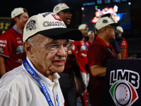 Alfredo Harp Helu, president of Diablos Rojos, celebrates after winning the 2024 Mexican Baseball League (LMB) King Series Championship at E...