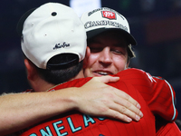 Trevor Bauer #96 of Diablos Rojos celebrates after winning the 2024 Mexican Baseball League (LMB) King Series Championship at Estadio Mobil...