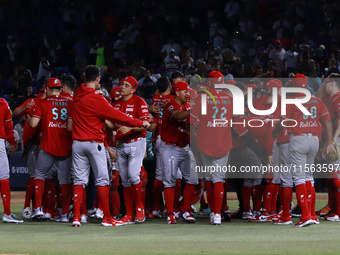 Team Diablos Rojos celebrates the victory after the 2024 Mexican Baseball League (LMB) King Series Championship match between Diablos Rojos...