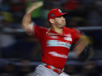 Edwin Fierro #58 of Diablos Rojos pitches the ball during the 2024 Mexican Baseball League (LMB) King Series Championship match between Diab...