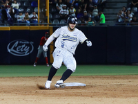 Carlos Soto #8 of Sultanes de Monterrey stands at second base during the 2024 Mexican Baseball League (LMB) King Series Championship match b...