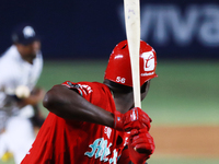 Aristides Aquino #56 of Diablos Rojos is at bat during the 2024 Mexican Baseball League (LMB) King Series Championship match between Diablos...