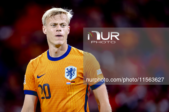 Netherlands defender Jan-Paul van Hecke plays during the match between the Netherlands and Germany at the Johan Cruijff ArenA for the UEFA N...