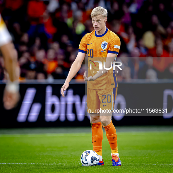 Netherlands defender Jan-Paul van Hecke plays during the match between the Netherlands and Germany at the Johan Cruijff ArenA for the UEFA N...