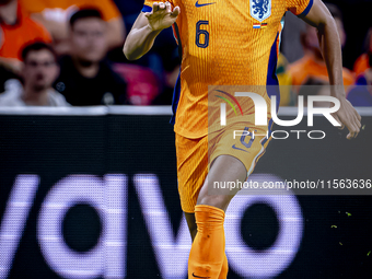 Netherlands midfielder Ryan Gravenberch plays during the match between the Netherlands and Germany at the Johan Cruijff ArenA for the UEFA N...