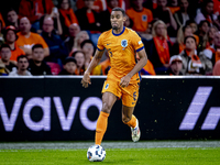 Netherlands midfielder Ryan Gravenberch plays during the match between the Netherlands and Germany at the Johan Cruijff ArenA for the UEFA N...