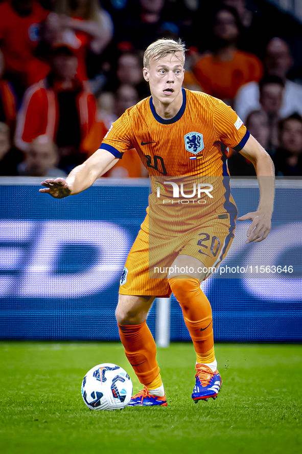 Netherlands defender Jan-Paul van Hecke plays during the match between the Netherlands and Germany at the Johan Cruijff ArenA for the UEFA N...