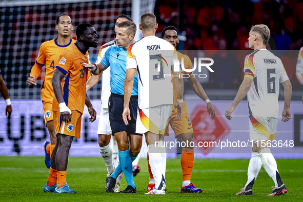 Netherlands forward Brian Brobbey plays during the match between the Netherlands and Germany at the Johan Cruijff ArenA for the UEFA Nations...