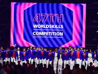 The opening ceremony of the 47th WorldSkills Competition takes place in Lyon, France, on September 10, 2024, at the LDLC Arena. (