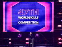 The opening ceremony of the 47th WorldSkills Competition takes place in Lyon, France, on September 10, 2024, at the LDLC Arena. (