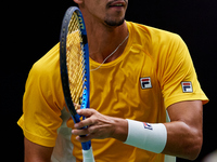 Alexei Popyrin of Australia competes against Ugo Humbert of France during the Davis Cup Group B Stage 2024 match between Australia and Franc...