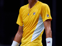 Alexei Popyrin of Australia looks on during the game against Ugo Humbert of France during the Davis Cup Group B Stage 2024 match between Aus...