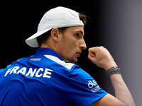 Ugo Humbert of France celebrates a point against Alexei Popyrin of Australia during the Davis Cup Group B Stage 2024 match between Australia...