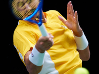 Alexei Popyrin of Australia competes against Ugo Humbert of France during the Davis Cup Group B Stage 2024 match between Australia and Franc...