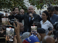 Carolina Gonzalez, daughter of Venezuelan opposition presidential candidate Edmundo Gonzalez Urrutia, delivers a speech during a rally in fr...