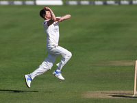 George Balderson bowls for Lancashire during the Vitality County Championship match between Durham Cricket and Lancashire at the Seat Unique...