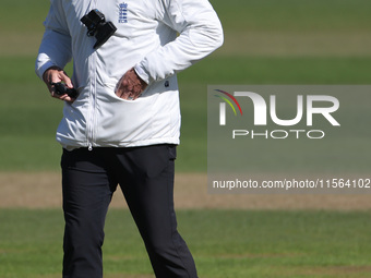 Umpire Michael Gough during the Vitality County Championship match between Durham Cricket and Lancashire at the Seat Unique Riverside in Che...