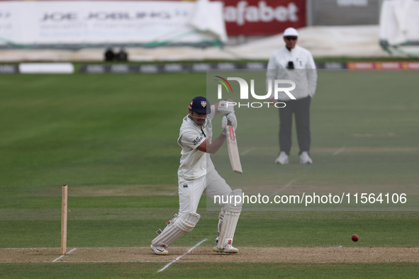 David Bedingham of Durham bats during the Vitality County Championship match between Durham Cricket and Lancashire at the Seat Unique Rivers...