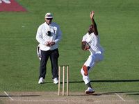 Anderson Phillip bowls for Lancashire during the Vitality County Championship match between Durham Cricket and Lancashire at the Seat Unique...