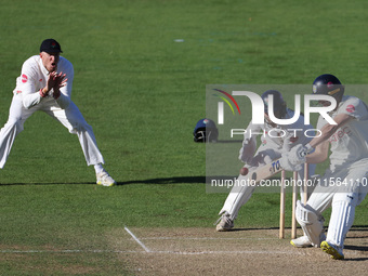 Colin Ackerman bats during the Vitality County Championship match between Durham Cricket and Lancashire at the Seat Unique Riverside in Ches...