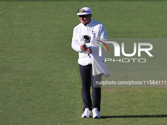 Umpire Graham Lloyd during the Vitality County Championship match between Durham Cricket and Lancashire at the Seat Unique Riverside in Ches...