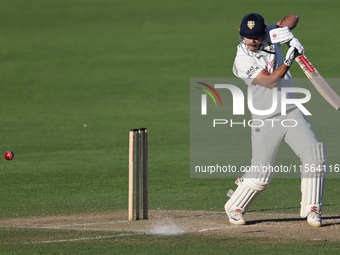 David Bedingham of Durham bats during the Vitality County Championship match between Durham Cricket and Lancashire at the Seat Unique Rivers...