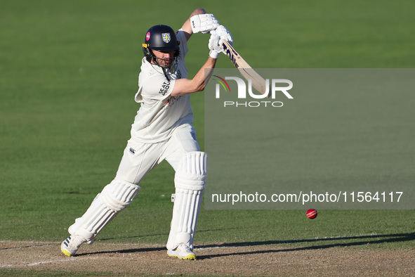 Colin Ackerman bats during the Vitality County Championship match between Durham Cricket and Lancashire at the Seat Unique Riverside in Ches...