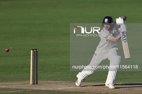 Colin Ackerman bats during the Vitality County Championship match between Durham Cricket and Lancashire at the Seat Unique Riverside in Ches...