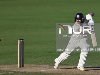 Colin Ackerman bats during the Vitality County Championship match between Durham Cricket and Lancashire at the Seat Unique Riverside in Ches...