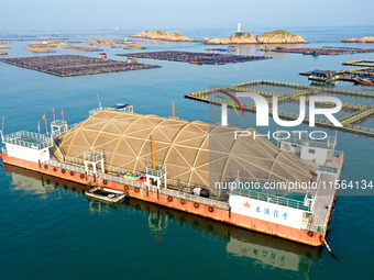 A photo taken on September 10, 2024, shows the experimental field of a far-reaching marine aquaculture project in Fuzhou, Fujian province, C...