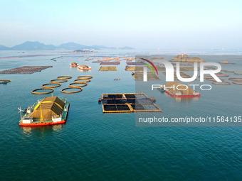 A photo taken on September 10, 2024, shows the experimental field of a far-reaching marine aquaculture project in Fuzhou, Fujian province, C...