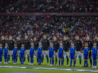 Team Hungary stands before the UEFA Nations League Group A3 match at Puskas Arena in Budapest, Hungary, on September 10, 2024. (