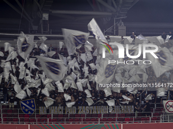 Bosnia and Herzegovina fans attend the UEFA Nations League match at Puskas Arena in Budapest, Hungary, on September 10, 2024. (