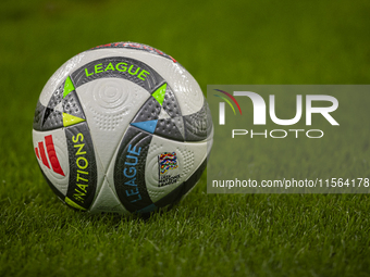 The official match ball during the UEFA Nations League Group A3 match at Puskas Arena in Budapest, Hungary, on September 10, 2024. (