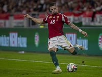 Zsolt Nagy of Hungary competes for the ball during the UEFA Nations League Group A3 match at Puskas Arena in Budapest, Hungary, on September...