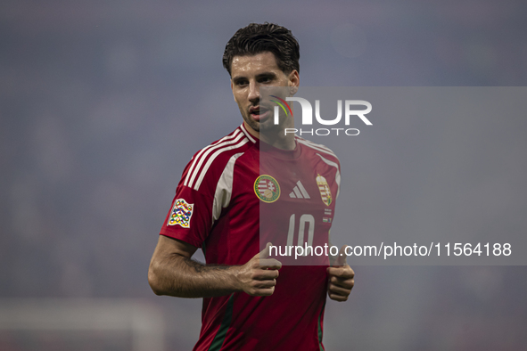 Dominik Szoboszlai of Hungary during the UEFA Nations League Group A3 match at Puskas Arena in Budapest, Hungary, on September 10, 2024. 