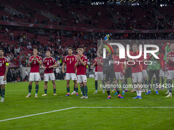 Team Hungary thanks the fans for cheering after the UEFA Nations League Group A3 match at Puskas Arena in Budapest, Hungary, on September 10...