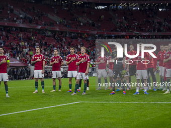 Team Hungary thanks the fans for cheering after the UEFA Nations League Group A3 match at Puskas Arena in Budapest, Hungary, on September 10...