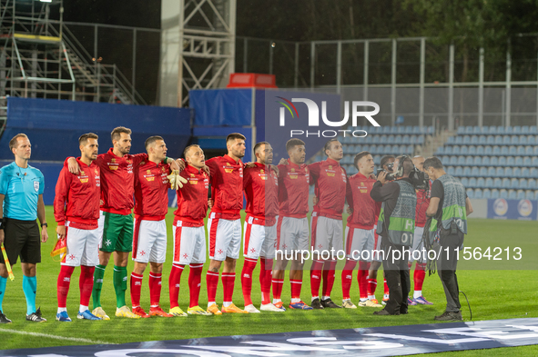 Malta players form during the UEFA Nations League 2024 League phase Matchday 2 match between Andorra and Malta at Estadi Nacional d'Andorra...