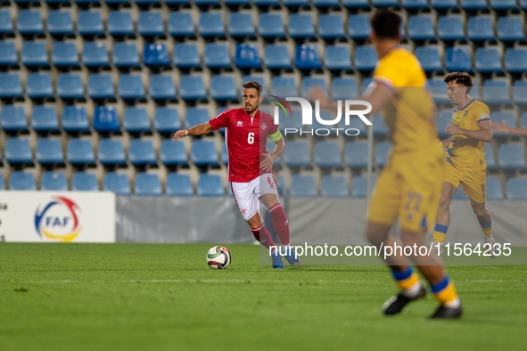 Matthew Guillaumier of Malta is in action during the UEFA Nations League 2024 - League phase - Matchday 2 match between Andorra and Malta at...