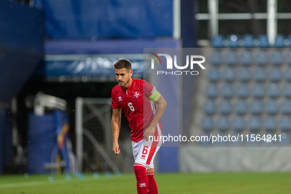 Matthew Guillaumier of Malta is in action during the UEFA Nations League 2024 - League phase - Matchday 2 match between Andorra and Malta at...